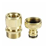 TUMUY Ljianing-Messing Schlauchverbinder Gartenschlauch Schnellanschluss 3/4 Zoll Messing Easy Connect Fitting Yard Tool Universal Wasserhahnadapter, (Color : Gold)