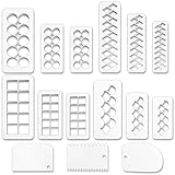 12 Pcs Fondant Cutter Ausstecher Quadratische Keksausstecher, Plastik Ausstechformen mit 3 Pcs Fondant Spatel Verschiedene Größen, Fondant Ausstechform für Geburtstagstorte Cupcake Dekoration