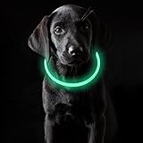 Coolzon LED Leuchthalsband Hundehalsband Aufladbar, Wasserdicht Halsband Hund 3 Modi, Leuchtband Hund Halsband Längenverstellbareres Super Helle Kalsband Katze und Hunde Klein Groß Mittel, Grün