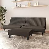 Gecheer 2-Sitzer Schlafsofa mit Fußhocker Tagesbett Schlafcouch Sofabett Bettcouch Klappsofa Polstersofa Gästebett Sofa Couch Bettsofa Couchgarnitur Sofagarnitur Bett Dunkelgrau Samt