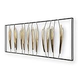 House of Arts 3D Metallbild Wandbild Umano Wanddeko 120x45cm in Gold