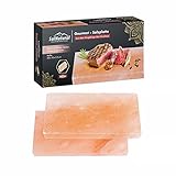 SalNatural Gourmet Salz Grillsteine 20x10x2,5cm (2er Pack) Original Kristallsalz aus dem Vorgebirge des Himalaya* Salzstein zum Grillen. BBQ Grillplatte | Premium Geschenkbox