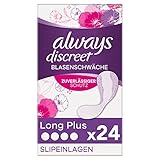 Always Discreet Inkontinenz-Slipeinlagen Long Plus (24 Binden) für Damen, absorbieren Gerüche und Nässe, verhindern Auslaufen