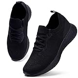 HKR Damen Turnschuhe Atmungsaktiv Laufschuhe Leichtgewichts Sportschuhe Freizeitschuhe Straßenlaufschuhe Sneaker Trainer für Running Fitness Gym Outdoor Schwarz 40 EU