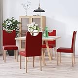 RONGQI Esszimmerstühle 4 STK Esszimmer Stühle, Essstühle, Dining Chairs, Armlehnstuhl, Schlafzimmerstuhl, Küchenstuhl, Küchensessel, Weinrot Kunstleder