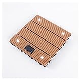 Holzfliesen Balkon wasserdichte Ineinandergreifende Ineinandergreifende Holzplastikboden, Balkon Terrasse -Deckfliesen Mit LED Sensorleuchten, Leicht Zu Legen (Size : 55PCS/5m²)