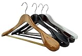 RSR Hangers 10 x Anzugbügel Jackenbügel Kleiderbügel Holz Schwarz | Sakkobügel | 44,5 cm | 360° drehbarer Haken | extra breite Schultern