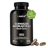 NutraPlus Schwarzer Knoblauch Kapseln Extrakt 15:1 - 180 Vegane Kapseln Hochdosiert mit 700mg Tagesdosierung - Deutsche Qualität - Black Garlic - Fermentiert - Laborgeprüft