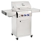 TAINO PLATINUM Gasgrill komplett Edelstahl Sear-Burner Power-Zone Keramik-Brenner BBQ Grillwagen Griller Gusseisen Seitenkocher Piezozündung (PLATINUM 2+1)