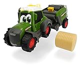 ABC Fendt Hay Baler, Traktor mit Heuballenpresse, Spielauto für Kinder ab 1 Jahr, Traktor, Bauernhof, Trecker, inkl. Heuballen, Licht & Sound, 30 cm