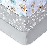 Bimocosy Premium Kinder Spannbettlaken 70x140 cm 3er Pack, Weiches & Atmungsaktives Mikrofaser Spannbettlaken für Jungen Babybett & Kinderbett (Tier)