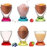 PLATINUX Eierbecher Set bunt aus Glas (6-Teilig) Eierständer Frühstück Egg-Cup Eierhalter Brunch