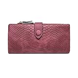 BGGIWY Rosa, dreifach gefaltete, Lange Damen-Geldbörse, Vintage-Münzen-Reißverschlusstasche, Krokodil-Clutch, modisches Muster, weiche Leder-Damen-Geldbörse niedlich