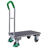 Hemmdal PRO Transportwagen, faltbar – 45 x 72 cm – Plattformwagen bis 150 kg – Magazinwagen mit klappbarem Bügel – leise Gummiräder mit Feststellbremse – stabil & ergonomisch