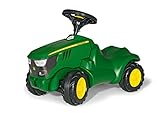 Rolly Toys 132072 Traktor Minitrac John Deere 6150R, Babyrutscher, Motorhaube öffenbar, Ablagefach unter Motorhaube, Lenkrad mit Hupe (für Kinder ab 1,5 Jahren, Farbe: Grün)