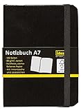 Idena 209283 - Notizbuch DIN A7, kariert, Papier cremefarben, 192 Seiten, 80 g/m², Hardcover in schwarz, 1 Stück