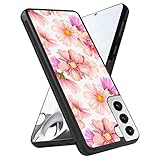 Samsung Galaxy S21 Hülle Pink Flowers (5) Black Bumper Anti-Rutsch Stoßfeste Hülle Kompatibel für Samsung Galaxy S21