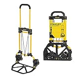 STANLEY klappbare Treppenkarre, Sackkarre, Tragkraft 30/60Kg, SXWTD-FT584, Transportkarre, Griffhöhe bei 100cm, Abmessungen Ladegläche 39x29cm, Anti-Rutsch Platte, inklusive elastischem Spanngurt