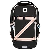 Audetic Schulrucksack Mädchen Teenager Schwarz Rosa - Cosmo - Ergonomischer Rucksack mit vielen Fächern für Schule & Freizeit - Wasserabweisend