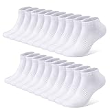 FALARY Sneaker Socken Damen Herren Sportsocken 10Paar Atmungsaktives Laufsocken Baumwollsocken Kurze Halbsocken 35-38 Weiß