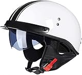 Sommer Retro Motorrad Halbhelm ECE Zertifiziert, Retro Halbhelm - Baseball Cap Style,Moped ATV Helm,Für Roller Moped Baseball Cap Herren und Damen Street Cruiser Jet Style D,L(57-58)