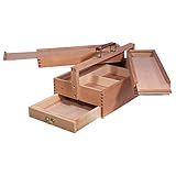 Artina Malkasten Vannes - Utensilienbox - Malkoffer aus Holz mit 4 Staufächern, Holzkoffer 39x23x17,5 cm, Bastelkoffer mit Tragegriff - ideal als Nähkasten, Werkzeugkasten, Tragekoffer etc.