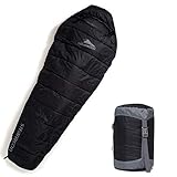 Steinwood Premium Schlafsack koppelbar extra breit 3-4 Season 210cm - Outdoor-Schlafsack, Mumien-Schlafsack, Hütten-Schlafsack (3/4 Season - Anthrazit - Zipper Beidseitig)