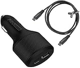 Pro User 2-Fach-USB Car Charger 108W (112.5W SCP) im Set: Auto Ladegerät mit 90W USB-C PD und USB-A Fast Charge + 100W USB C Kabel 100cm; für 12V/ 24V - PKW/LKW/Wohnmobil, lädt Handy, Tablet, Laptop