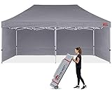 MASTERCANOPY 3 x 6 m Pop up Pavillon Faltpavillon Festzelt Partyzelt mit 4 Seitenwänden/Seitenteile, Wasserdicht Windfest Stabil, für Markt, Garten, Hof, Grau