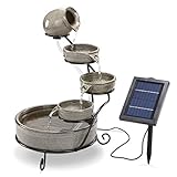 Solar Kaskadenbrunnen Firenze aus Keramik - 2 Watt Solarmodul mit Direktbetrieb - verschleißarme Pumpe - Springbrunnen Wasserspiel Gartenbrunnen Solarbrunnen - Größe ca. 31x31x55 cm, esotec 101306