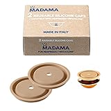 Madama - Wiederverwendbare Kappe für Nespresso Vertuo und VertuoLine Kapseln, nachfüllbar und kompatibel. Silikon in Lebensmittelqualität. 100% Made in Italy. Packung mit 2 Kappen.