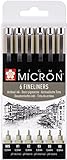 PIGMA MICRON Fineliner SET (6 Stifte, schwarz)