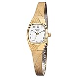 Regent Damen-Armbanduhr Elegant Analog Edelstahl-Armband gold Quarz-Uhr Ziffernblatt weiß URF624