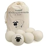 Yivans Trocknerbälle 6er Set, Wool Dryer Balls Trocknerbälle für wäschetrockner Umweltfreundlicher Weichspüler Bälle für trockner 100% Newzealand Wool Tennisbälle trockner Reduce Drying Time