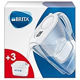 BRITA Wasserfilter Marella weiß inkl. 3 MAXTRA+ Filterkartuschen – BRITA Filter Starterpaket zur Reduzierung von Kalk, Chlor, Blei, Kupfer & geschmacksstörenden Stoffen im Wasser,(1er Pack)