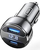 INIU zigarettenanzünder usb, 66W 6A Kfz Ladegerät, USB-C USB-A PD 3.0 & QC 4.0+ Schnelles zigarettenanzünder adapter für iPhone 13 12 11 Pro 8 Samsung Galaxy Note Pixel iPad Laptops AirPods Switch LG.