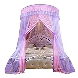 SunaOmni Betthimmel Moskitonetz Lace Mesh Bettvorhänge Princess Dome Moskitonetz Lace Sheer Mesh Princess Dome Moskitonetz Dekoration Hängende Bettvorhänge Für Doppelbett Lila