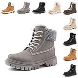 Hitmars Winterstiefel Damen Winterschuhe Warme Gefütterte Schneestiefel Outdoor rutschfeste Bequem Kurzschaft Stiefel J2-Grau EU41