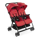 Chicco OHlalà Twin Geschwisterwagen von Geburt bis 15 kg, Kinderwagen für Zwillinge und Geschwister, Verstellbarer Faltbarer Zwillingsbuggy, Regenschutz und Ausziehbares Verdeck