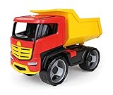 Lena - Starke Riesen GIGA Truck Muldenkipper Titan, Kipplaster ca. 51 cm, großes Baustellen Spielfahrzeug für Kinder ab 3 Jahre, Stabiler Kipper LKW, mit Mulde zum Kippen, 2143, Rot, Gelb, Schwarz