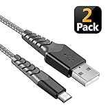 Micro USB Kabel 2M/2-Stück 2,4A USB Ladekabel Datenkabel mit Nylon Geflochtenes für Android Handy Samsung S7/S6, Huawei P8 Lite/P9 Lite, Sony, Nokia, HTC, Nexus, Blackberry, PS4 Controller und mehr