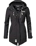 MARIKOO Damen Winter Jacke Winterjacke Mantel Outdoor wasserabweisend Softshell B614 [B614-Zimt-Schwarz-Gr.XL]