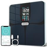 Lepulse körperfettwaage Lescale F6, ultra precision Körperwaage Digital, bluetooth Waage mit Körperfett und Muskelmasse, personenwaage mit körperfettanalyse, BMI Waage mit app, Großes Display, Type-C