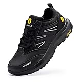 FitVille Extra weit Wanderschuhe Herren Wasserdicht Wanderhalbschuhe rutschfest Trekkingschuhe für alle Wetterbedingungen Outdoor Schuhe mit Fußgewölbestütze Schwarz 46 EU X-Weit