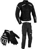 BOSmoto DAMEN MOTORRADKOMBI JACKE + HOSE HANDSCHUHEN - BIKE MOTORRAD ROCKER TOURING,Sommer (XXL), Schwarz, cubzfbnruhcbn