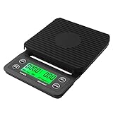 Digitale kommerzielle Lebensmittelwaage Kaffeewaage mit Timer-Tara-Funktion Digitale Küchenwaage zum Backen Kochen 4 Einheiten LED-Anzeige (Color : Black, Size : 5kg/0.1g)