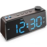 ANJANK Radiowecker mit Digital | Wecker mit USB Ladestation | Dimmbares LED Display | Dual Alarm mit Wochentag/Wochenend | Sleep Timer| Netzbetrieben mit Batterie Backup| Schlafzimmer Deko aus Holz