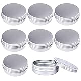 Pveath 24er Aluminium Leer Döschen Silber, 60ML Runde Dosen Cremedosen Blechdose Kosmetik Tiegel mit Schraub-Deckel Kleine Lagerung Kit für Lipbalm Creme Nailart