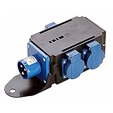 as - Schwabe MIXO Stromverteiler WESER – 230 V, 16 A CEE-Stecker auf 3x Schutzkontakt-Steckdose – IP44 – Wohnmobil Zubehör mit Schutzklappe – Made in Germany – Schwarz I 60498