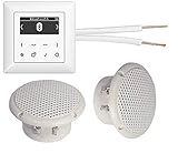 JUNG DAB+ Digitalradio UND Bluetooth - Unterputzradio (Radio) DABABTWW alpinweiß glänzend Komplett-Set + 2 x Deckenlautsprecher weiß (Feuchtraum/Badezimmer) + 20 m Lautsprecherkabel